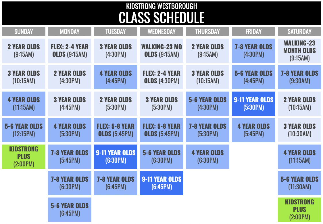 KidStrong Westborough Schedule